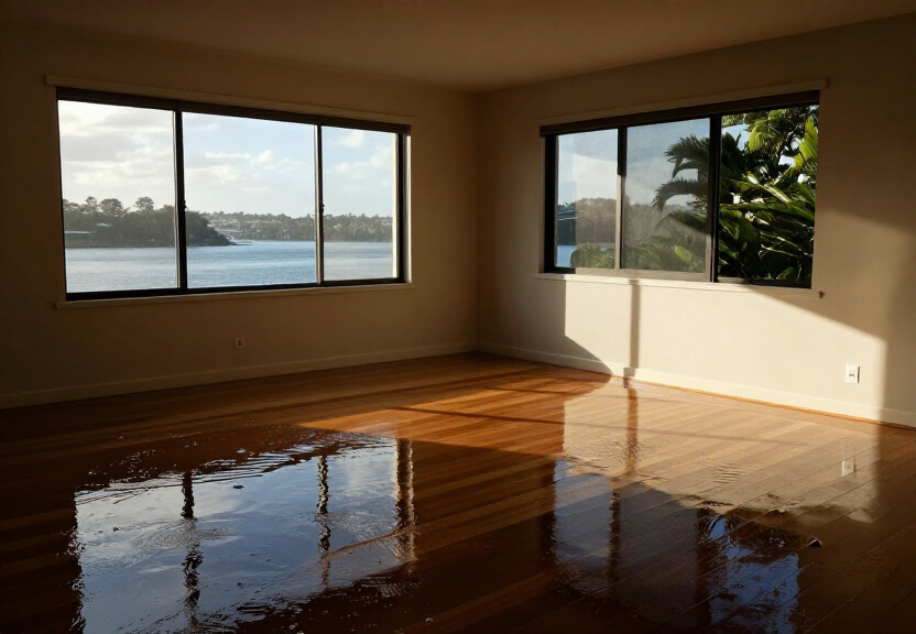 Water-damaged ceiling in a Dawes Point apartment before restoration